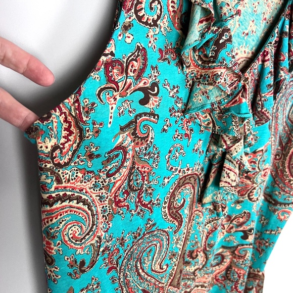 LRL Ralph Lauren Ruffled Paisley Sleeveless Blouse Top 1X - Picture 4 of 8